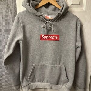 Supreme Gray Hoodie with Red Logo